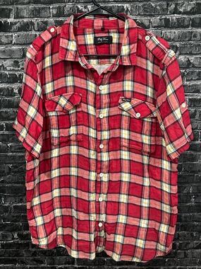 Lrg Wovens Red Plaid Short Sleeve Button-Down Shirt